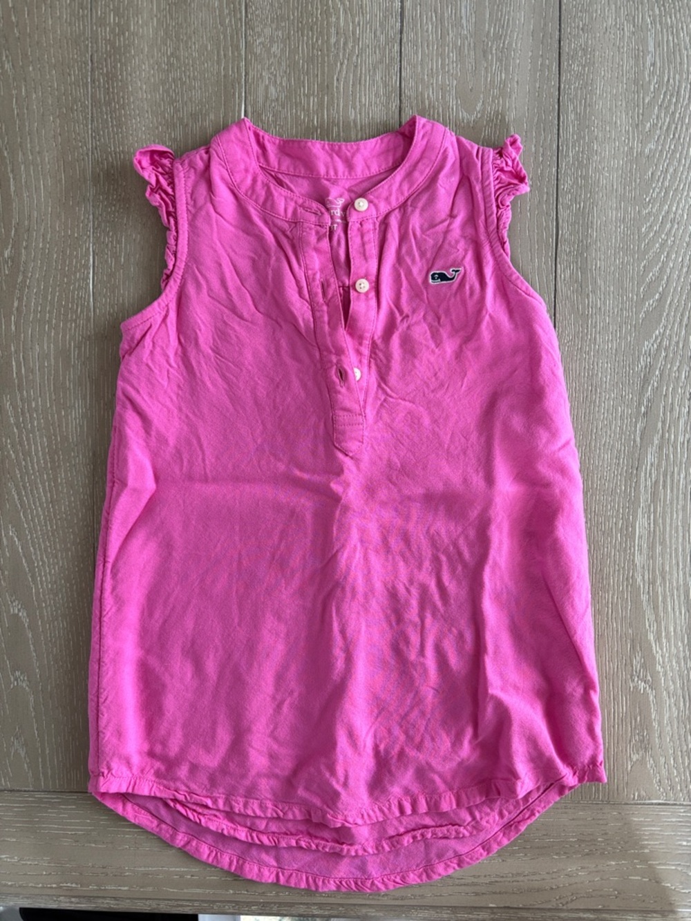 Vineyard Vines Girls Hot Pink Ruffled Sleeve Polo Tunic